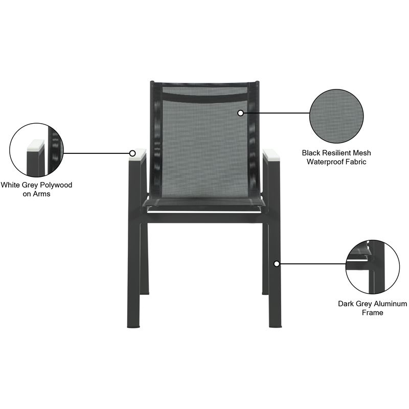 Meridian Furniture Nizuc Black Outdoor Patio Dining Arm Chair (Set of 2)