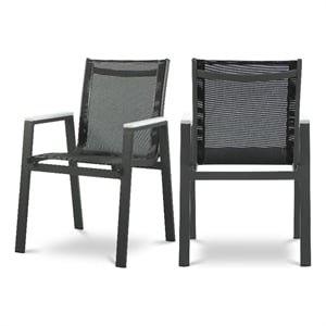Meridian Furniture Nizuc Black Outdoor Patio Dining Arm Chair (Set of 2)