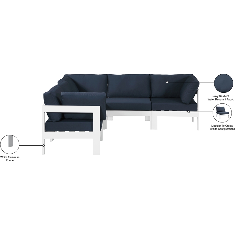 Meridian Furniture Nizuc Navy Outdoor Patio Modular Sectional