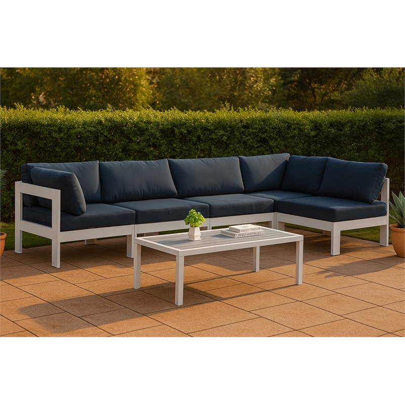 Meridian Furniture Nizuc Navy Outdoor Patio Modular Sectional