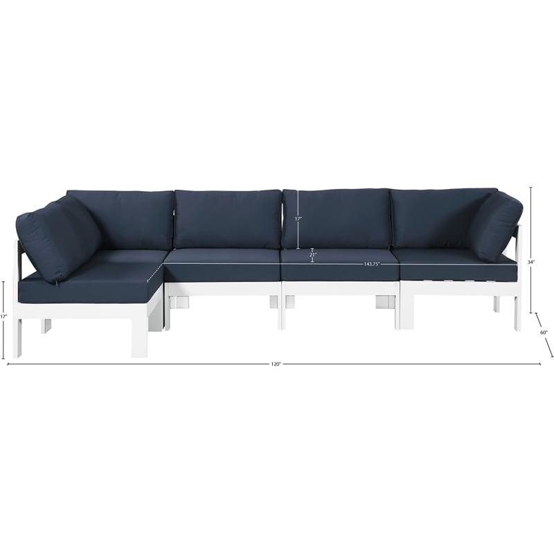 Meridian Furniture Nizuc Navy Outdoor Patio Modular Sectional
