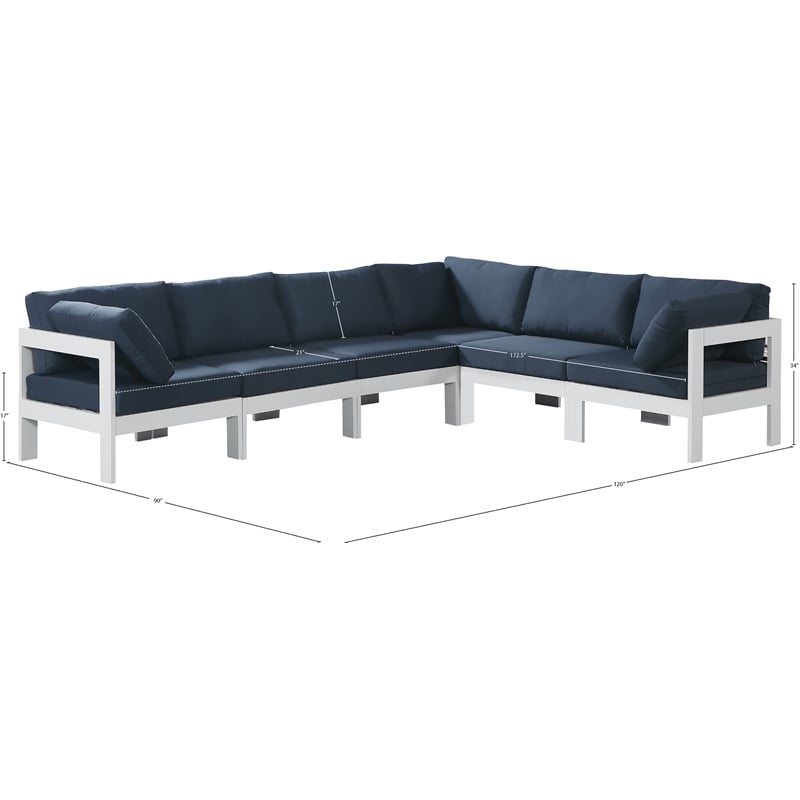 Meridian Furniture Nizuc Navy Outdoor Patio Modular Sectional