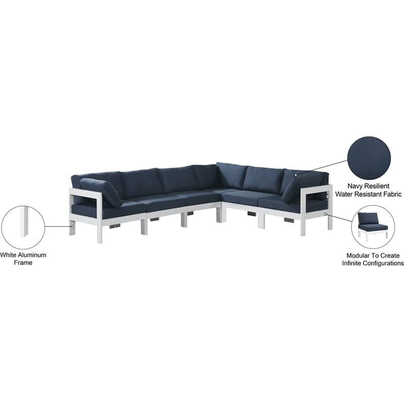 Meridian Furniture Nizuc Navy Outdoor Patio Modular Sectional