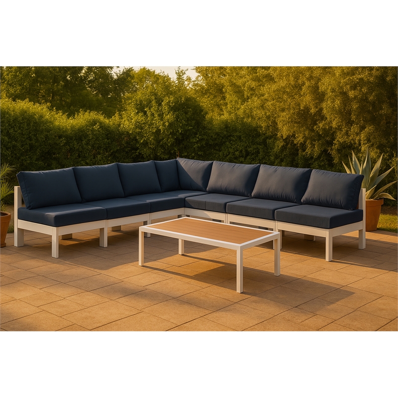 Meridian Furniture Nizuc Navy Outdoor Patio Modular Sectional