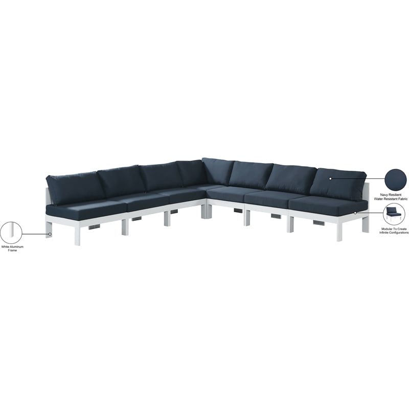 Meridian Furniture Nizuc Navy Outdoor Patio Modular Sectional