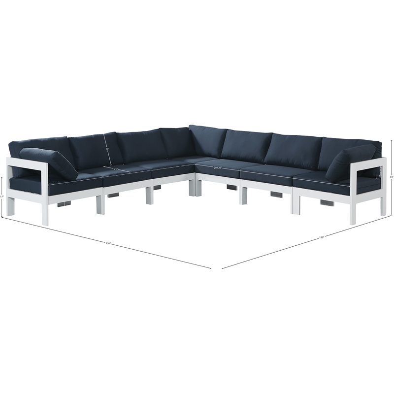 Meridian Furniture Nizuc Navy Outdoor Patio Modular Sectional