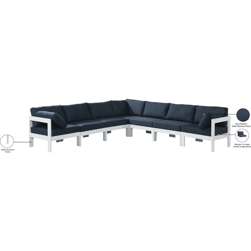 Meridian Furniture Nizuc Navy Outdoor Patio Modular Sectional