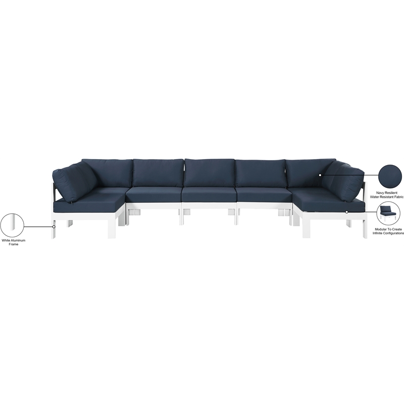 Meridian Furniture Nizuc Navy Outdoor Patio Modular Sectional