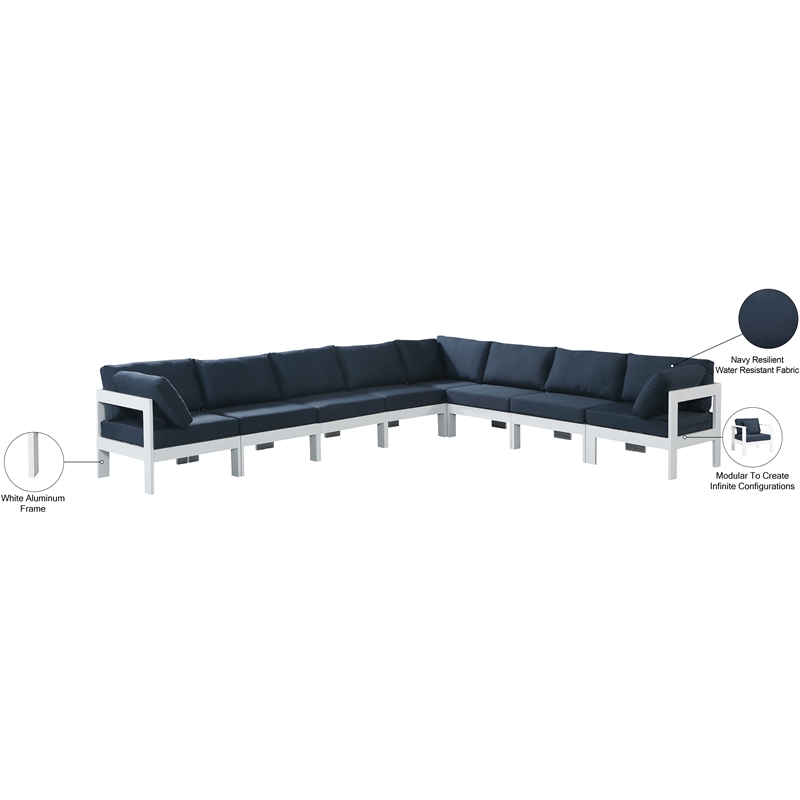 Meridian Furniture Nizuc Navy Outdoor Patio Modular Sectional
