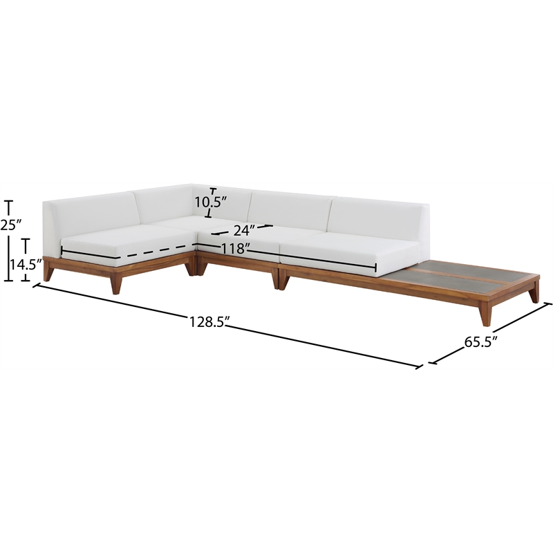 Meridian Furniture Rio Off White Water Resisting Fabric Modular Sectional