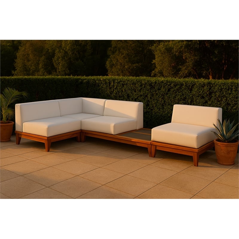 Meridian Furniture Rio Off White Water Resisting Fabric Modular Sectional