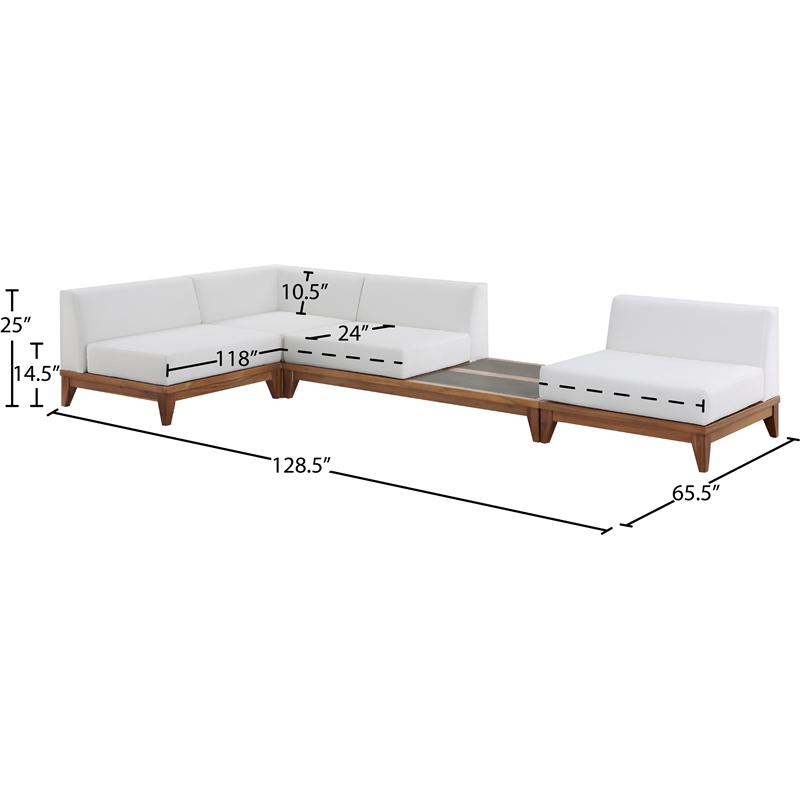 Meridian Furniture Rio Off White Water Resisting Fabric Modular Sectional
