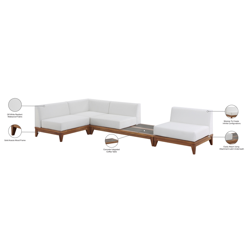 Meridian Furniture Rio Off White Water Resisting Fabric Modular Sectional