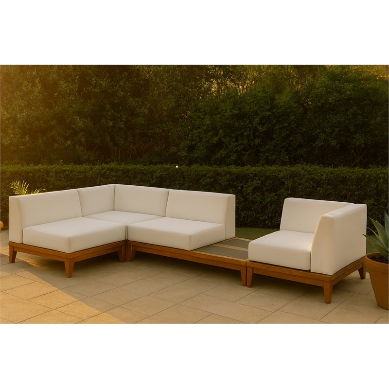 Meridian Furniture Rio Off White Water Resisting Fabric Modular Sectional