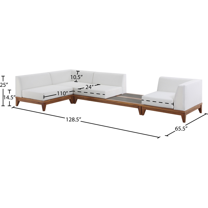 Meridian Furniture Rio Off White Water Resisting Fabric Modular Sectional