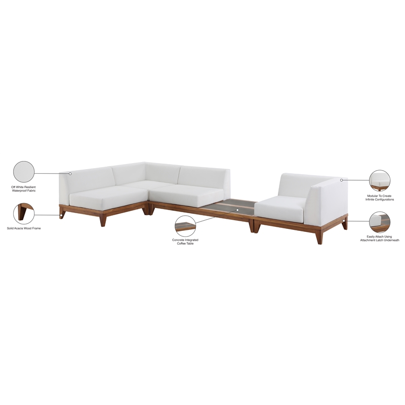 Meridian Furniture Rio Off White Water Resisting Fabric Modular Sectional