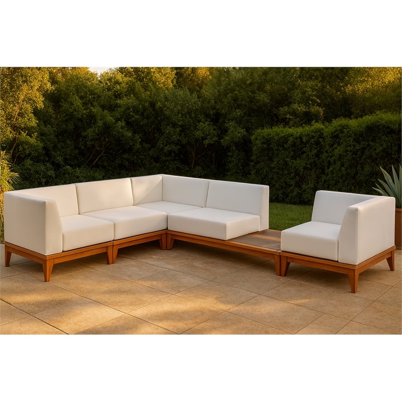 Meridian Furniture Rio Off White Water Resisting Fabric Modular Sectional