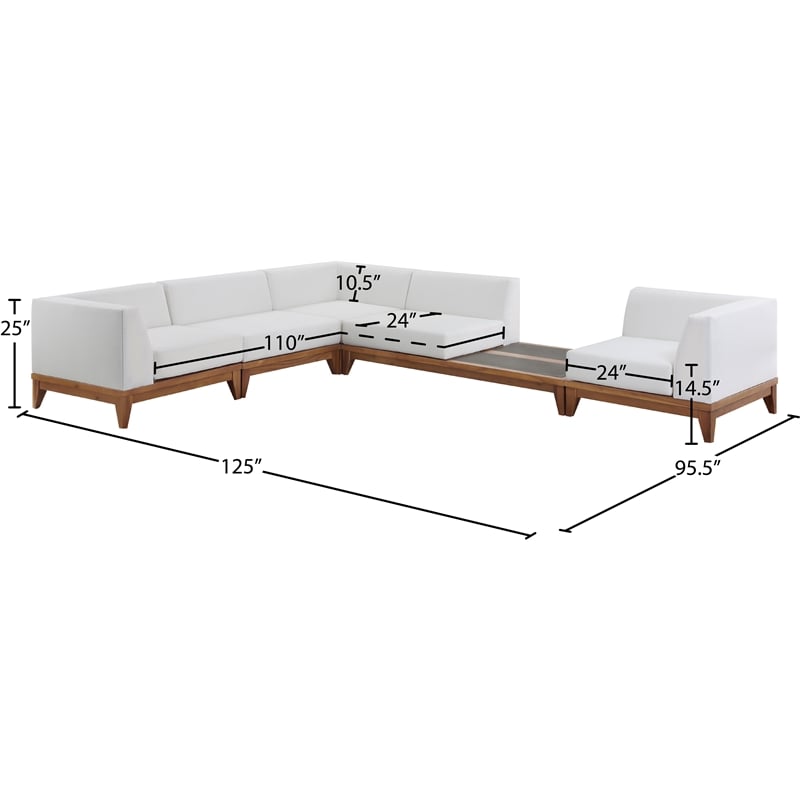 Meridian Furniture Rio Off White Water Resisting Fabric Modular Sectional