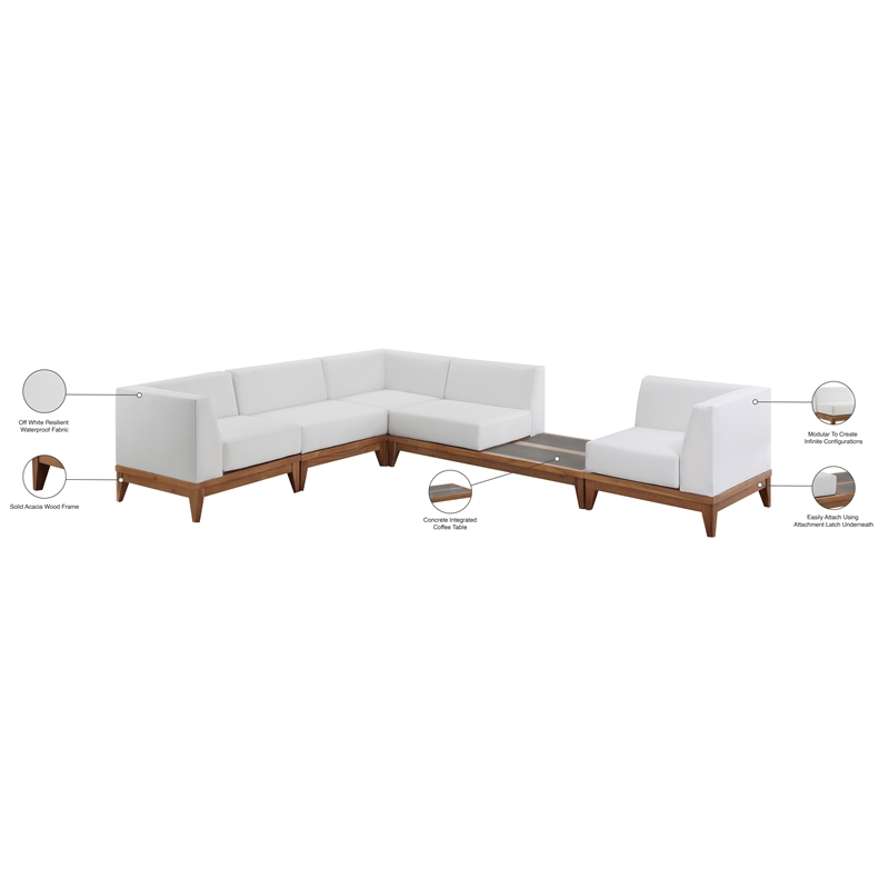 Meridian Furniture Rio Off White Water Resisting Fabric Modular Sectional