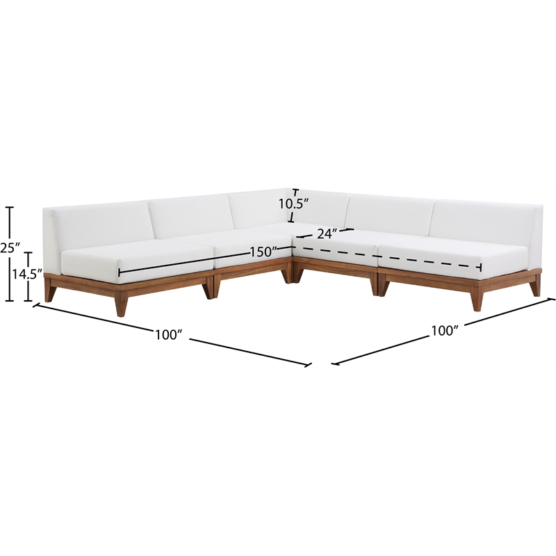 Meridian Furniture Rio Off White Water Resisting Fabric Modular Sectional