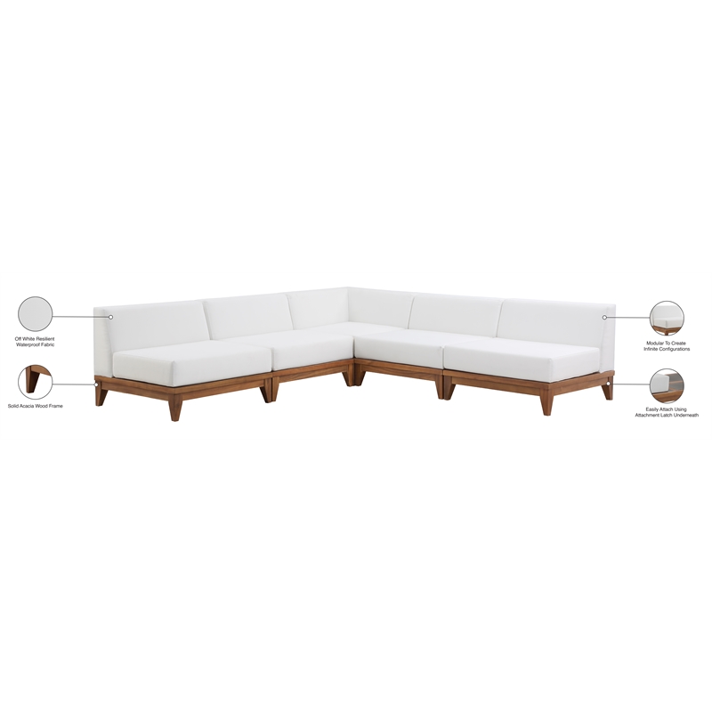 Meridian Furniture Rio Off White Water Resisting Fabric Modular Sectional