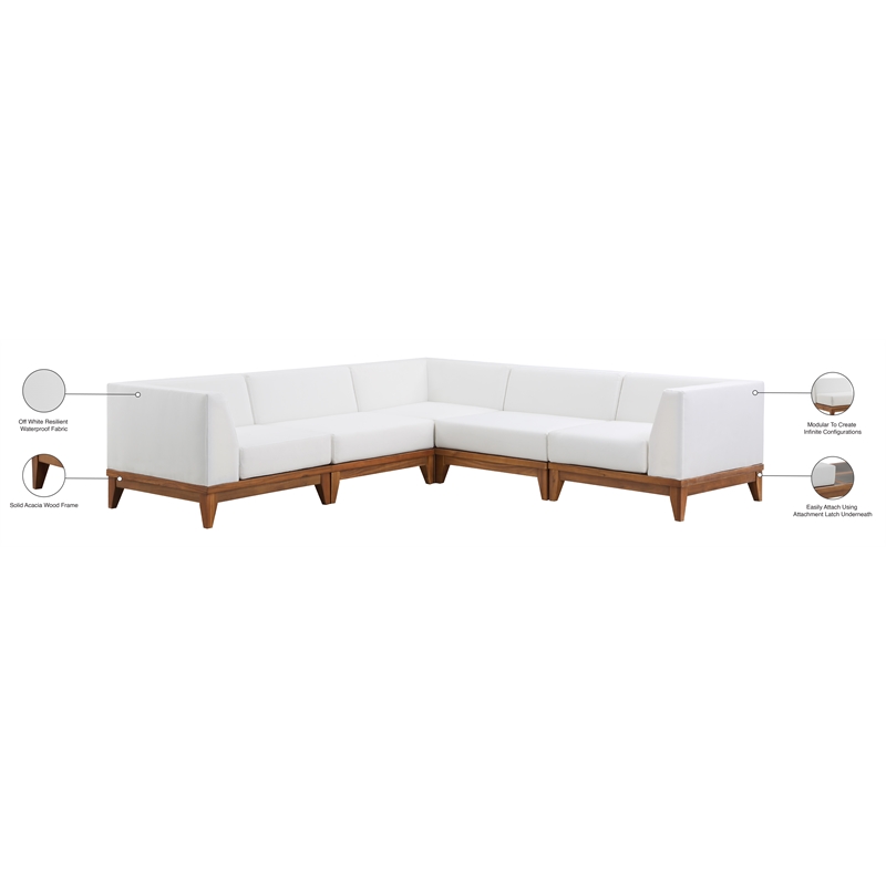 Meridian Furniture Rio Off White Water Resisting Fabric Modular Sectional