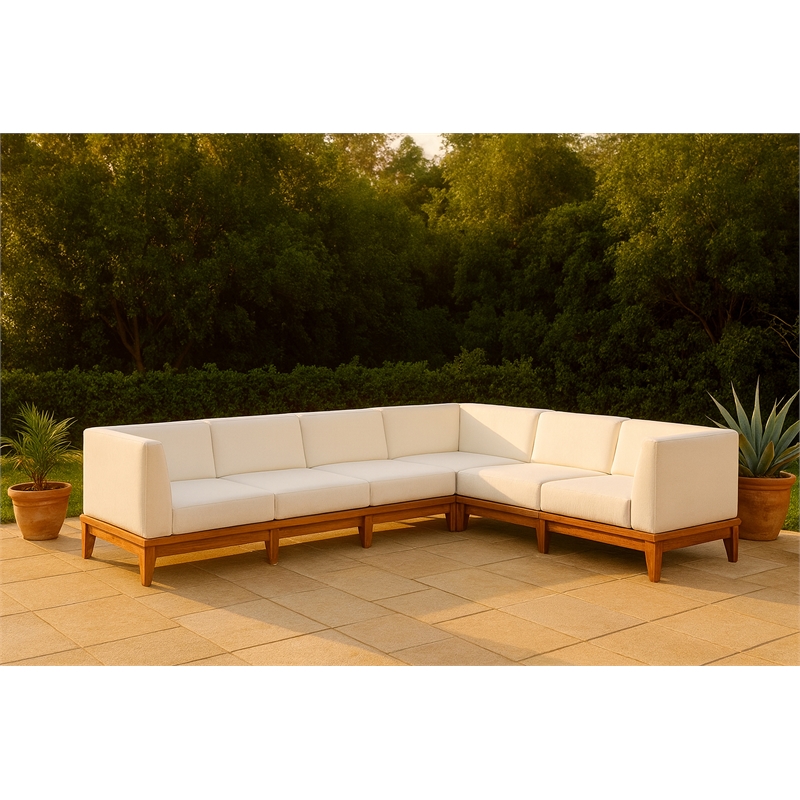 Meridian Furniture Rio Off White Water Resisting Fabric Modular Sectional