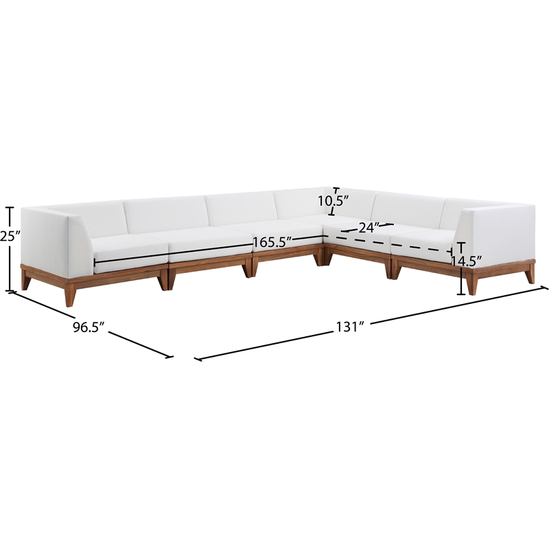 Meridian Furniture Rio Off White Water Resisting Fabric Modular Sectional