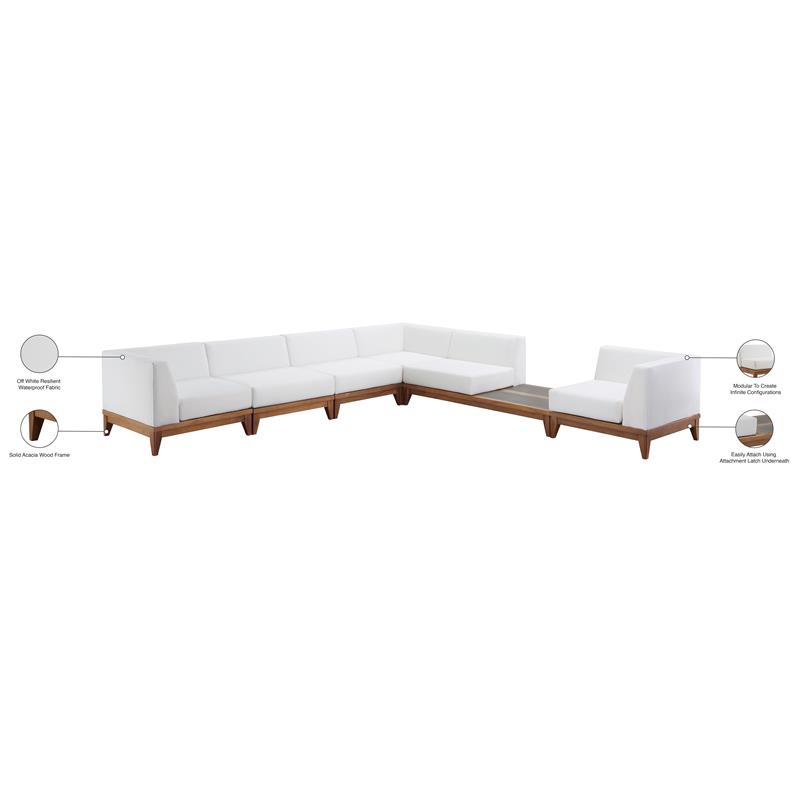 Meridian Furniture Rio Outdoor Off White Waterproof Modular Sectional 4B