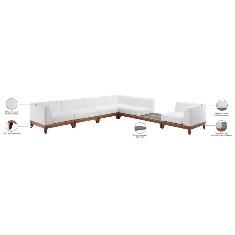 Meridian Furniture Rio Off White Water Resisting Fabric Modular Sectional