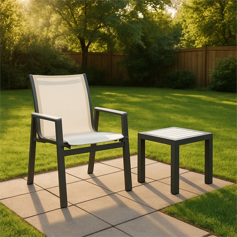 Meridian Furniture Nizuc Off White Outdoor Patio Dining Chair (Set of 2)