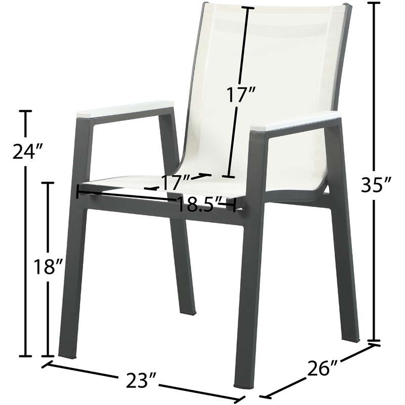 Meridian Furniture Nizuc Off White Outdoor Patio Dining Chair (Set of 2)