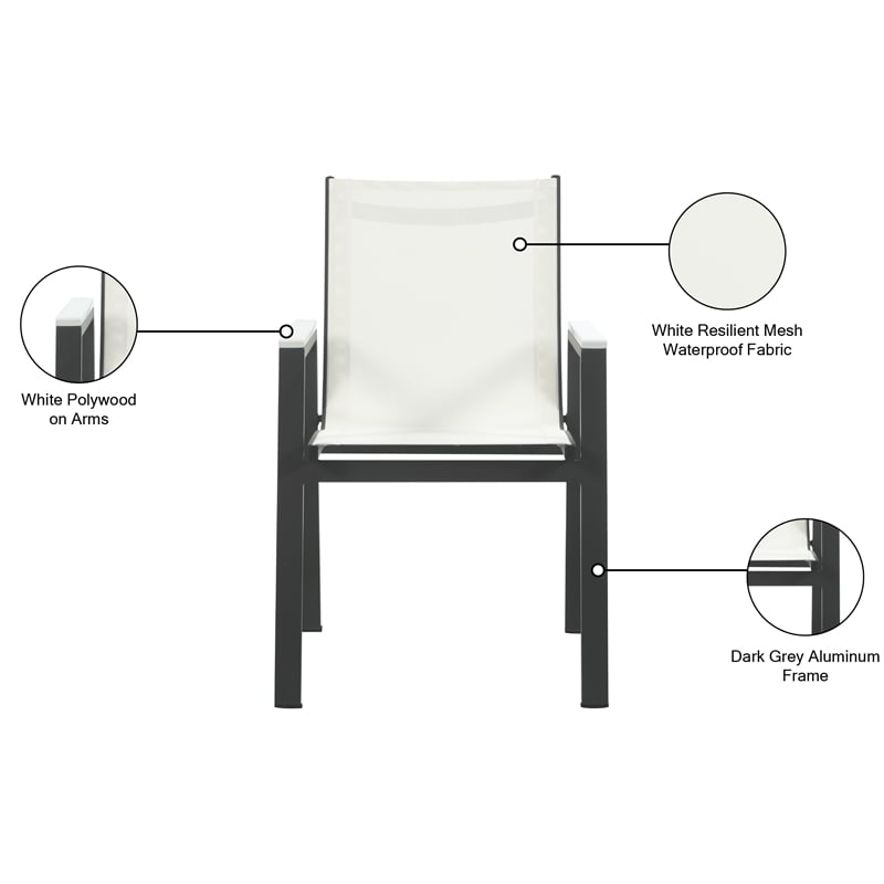 Meridian Furniture Nizuc Off White Outdoor Patio Dining Chair (Set of 2)