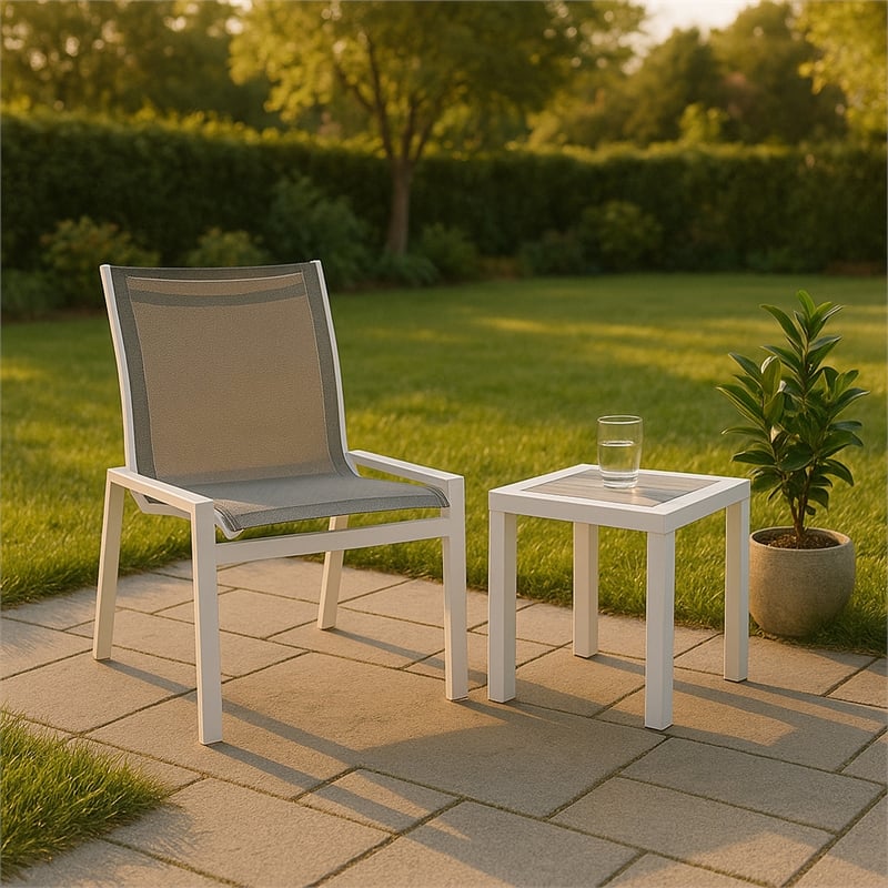 Meridian Furniture Nizuc Grey Outdoor Patio Dining Chair (Set of 2)