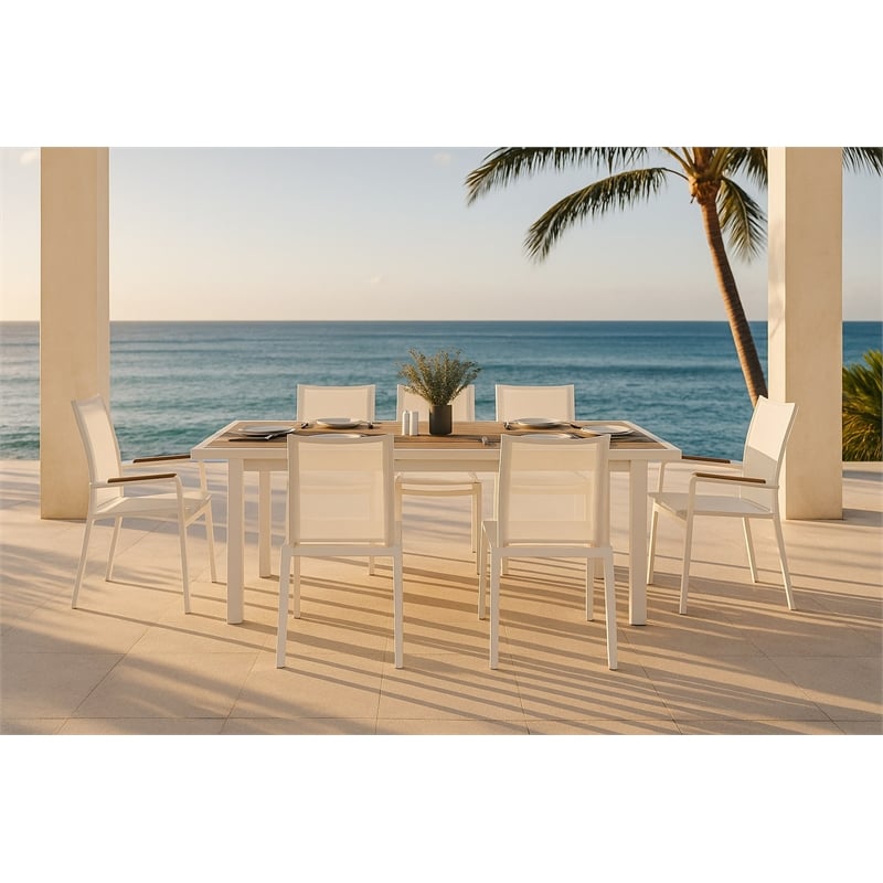 Meridian Furniture Nizuc Off White Outdoor Patio Dining Chair (Set of 2)