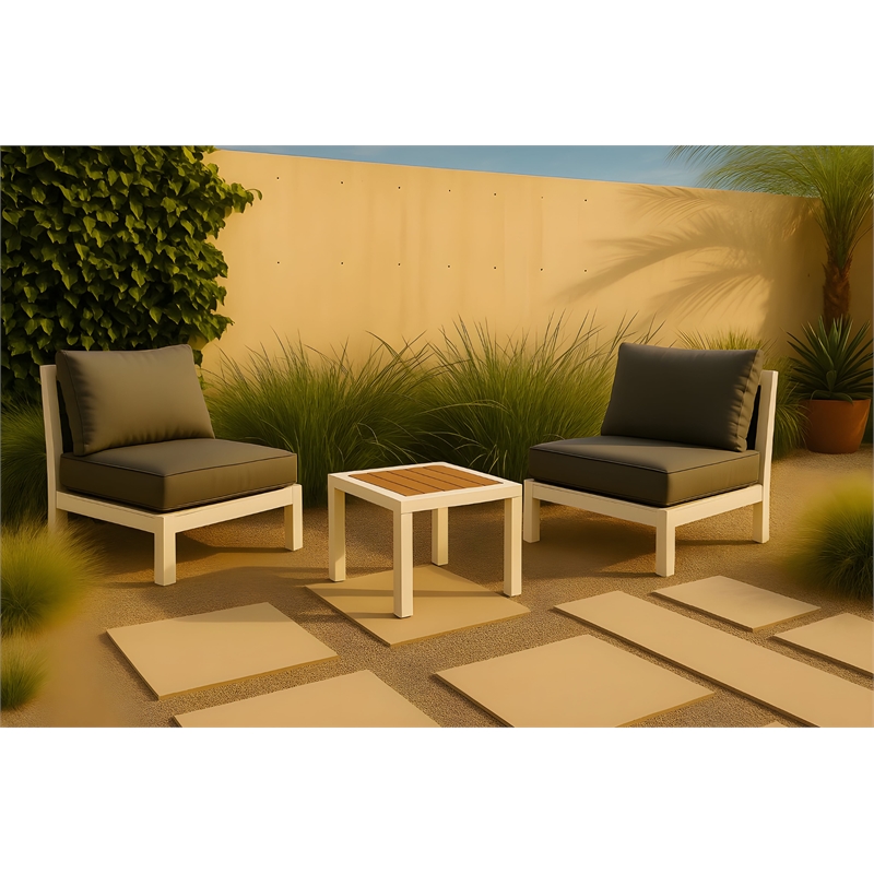 Meridian Furniture Nizuc Brown Wood Outdoor Patio End Table