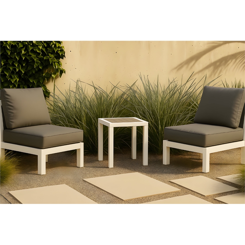 Meridian Furniture Nizuc Grey Wood Outdoor Patio End Table