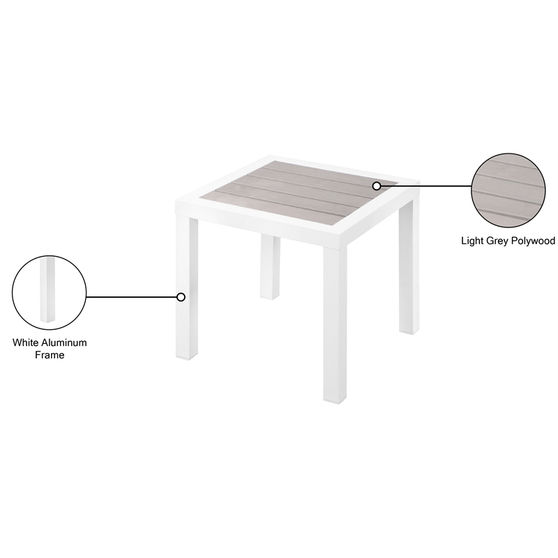Meridian Furniture Nizuc Grey Wood Outdoor Patio End Table