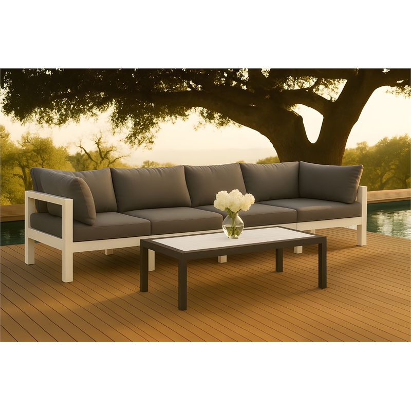 Meridian Furniture Nizuc White Wood Outdoor Patio Coffee Table