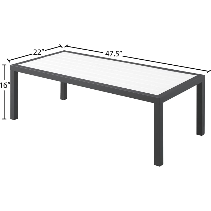 Meridian Furniture Nizuc White Wood Outdoor Patio Coffee Table