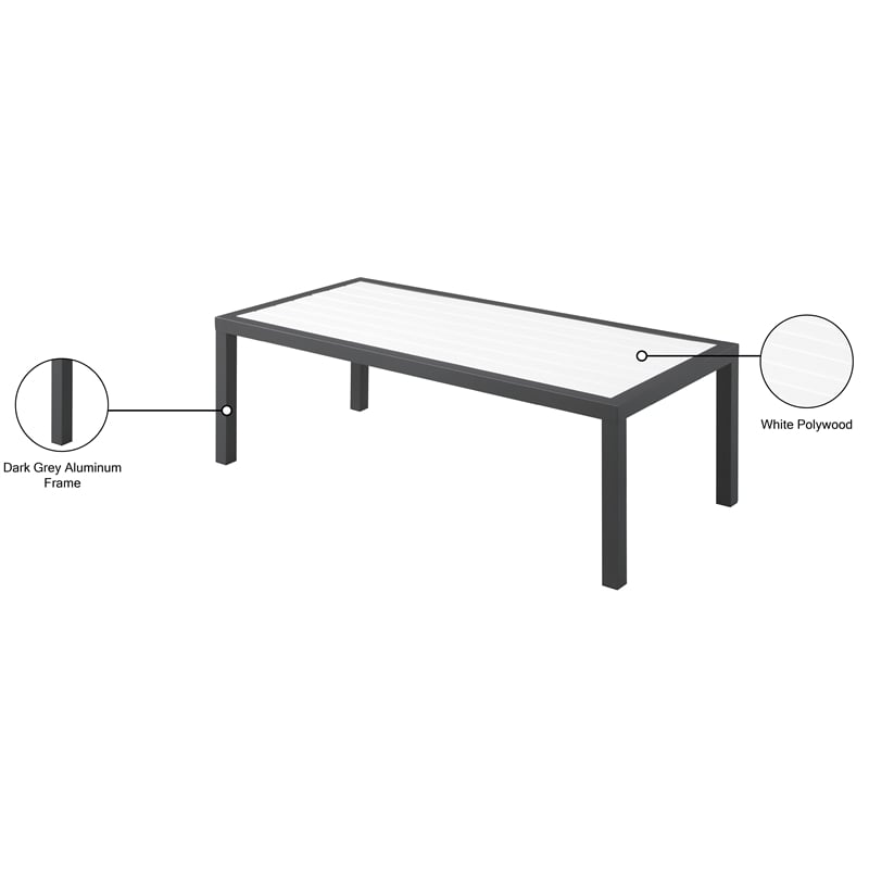 Meridian Furniture Nizuc White Wood Outdoor Patio Coffee Table