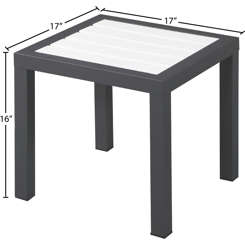 Meridian Furniture Nizuc White Wood Outdoor Patio End Table