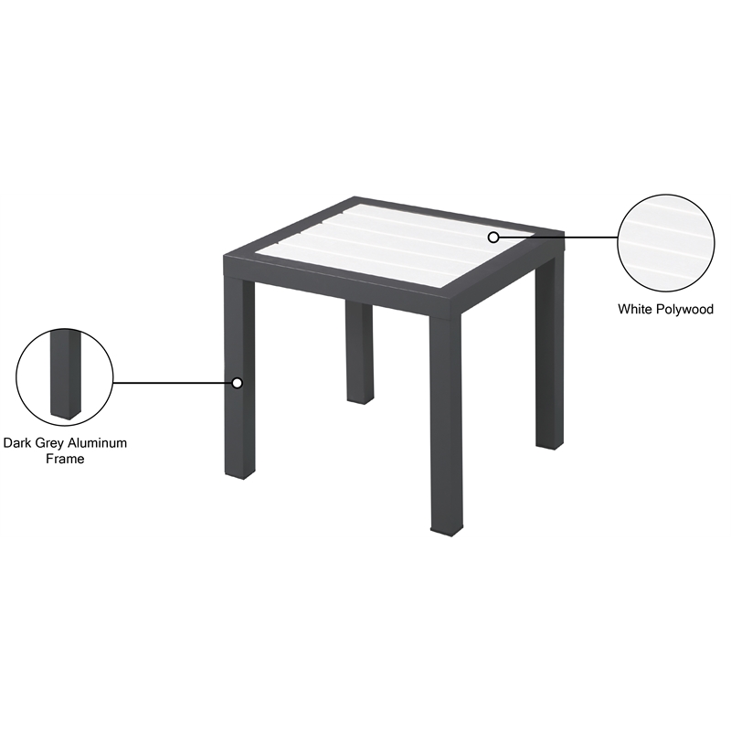 Meridian Furniture Nizuc White Wood Outdoor Patio End Table
