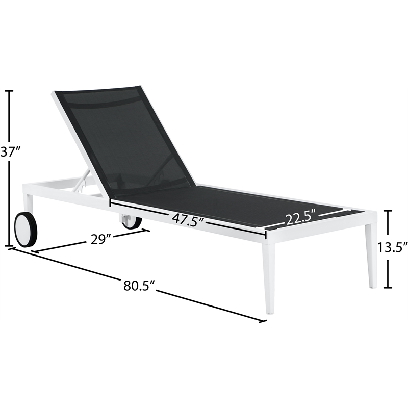 Meridian Furniture Nizuc Black Outdoor Patio Mesh Chaise Lounge Chair