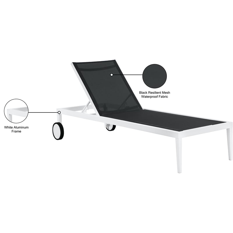 Meridian Furniture Nizuc Black Outdoor Patio Mesh Chaise Lounge Chair