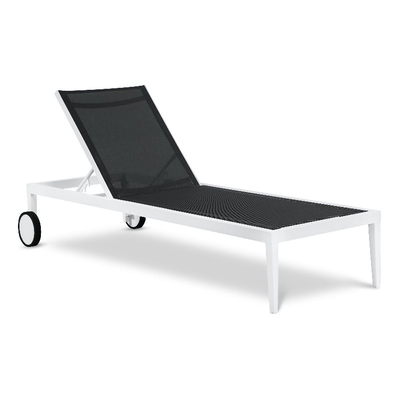 Meridian Furniture Nizuc Black Outdoor Patio Mesh Chaise Lounge Chair