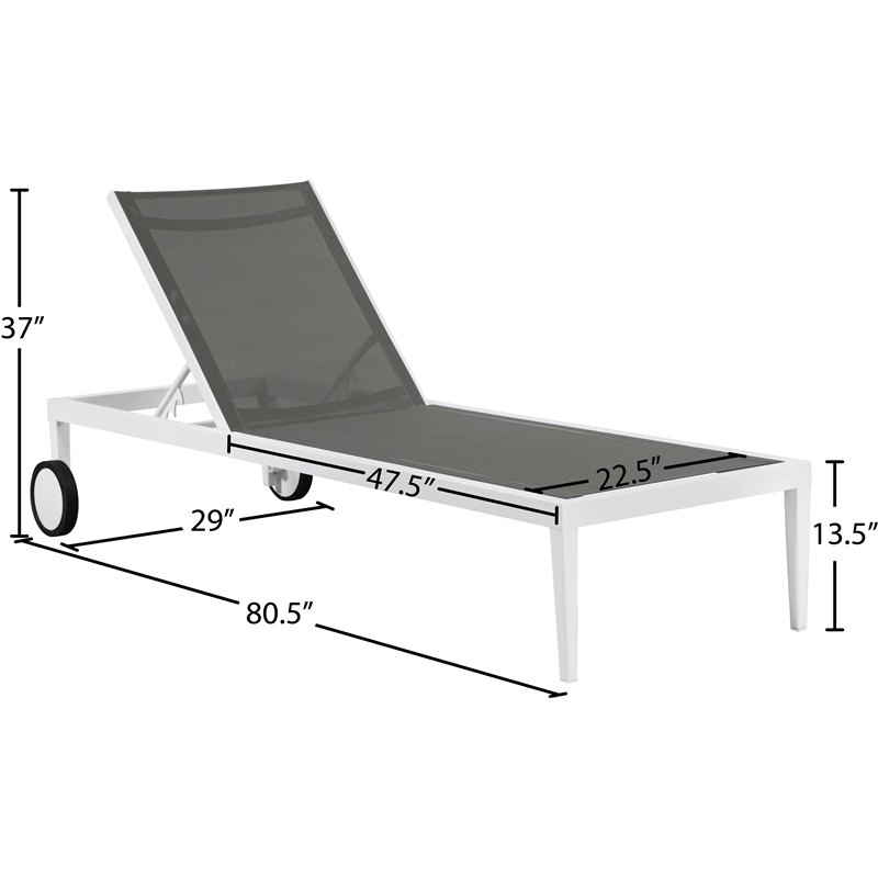 Meridian Furniture Nizuc Grey Outdoor Patio Mesh Chaise Lounge Chair