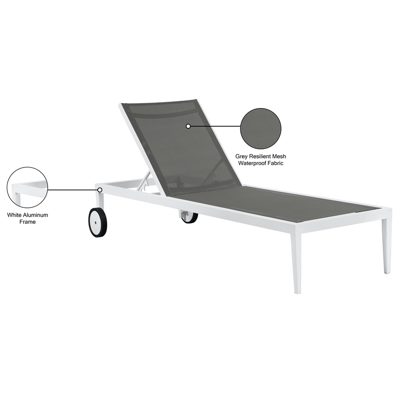 Meridian Furniture Nizuc Grey Outdoor Patio Mesh Chaise Lounge Chair