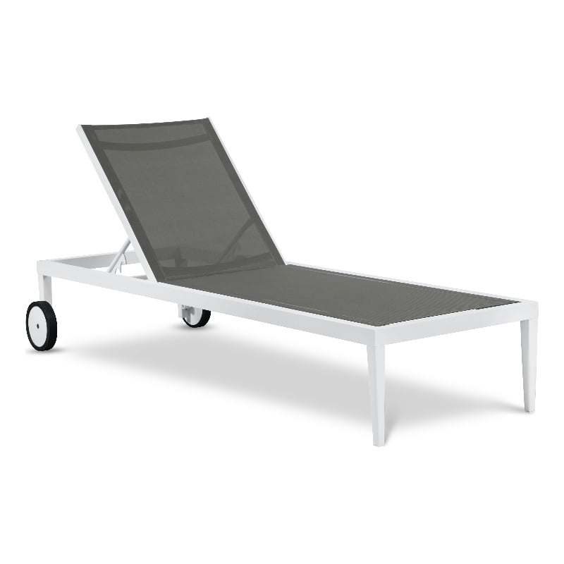 Meridian Furniture Nizuc Grey Outdoor Patio Mesh Chaise Lounge Chair