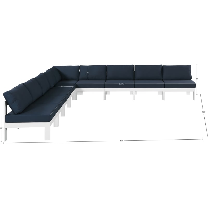 Meridian Furniture Nizuc Navy Outdoor Patio Modular Sectional